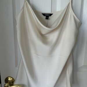 Cream drape neck express Tank